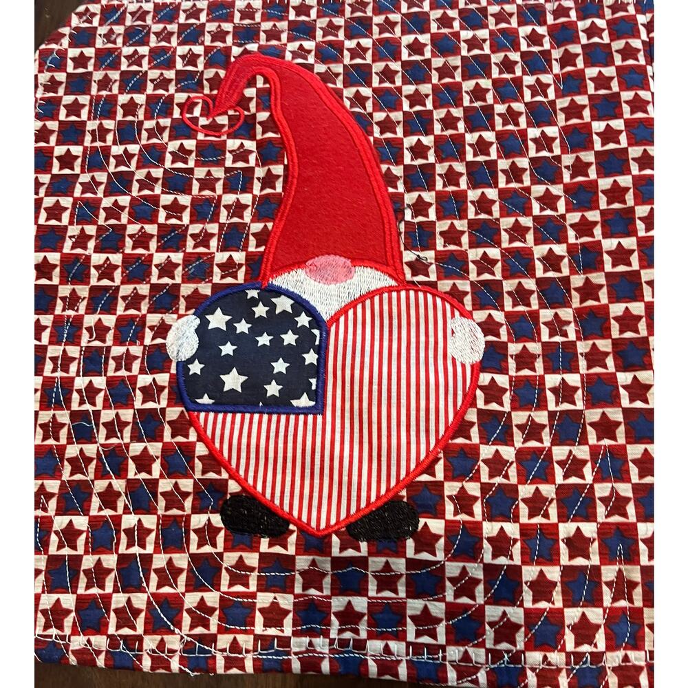 Patriotic Gnome Table Runner – Handmade Quilted Americana Decor